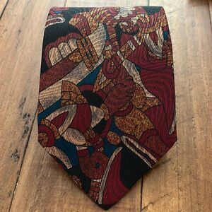 Canali Milano silk‎ black and burgundy abstract tie